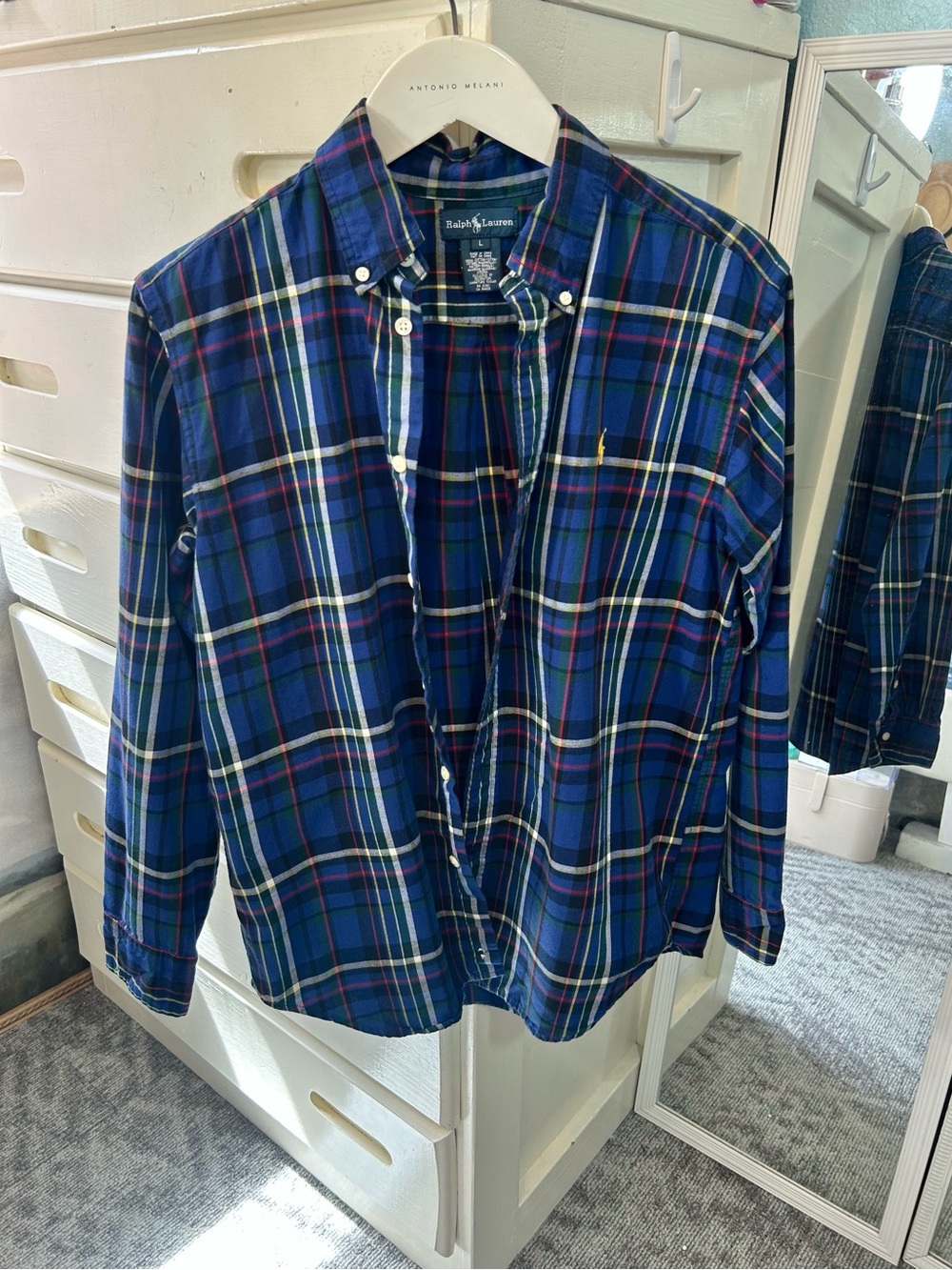 Ralph Lauren Polo Plaid 100% Cotton Oxford Button Down Shirt Boy’s L✨